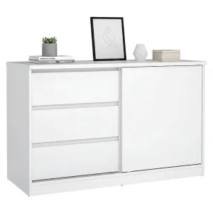 Dsatalin dressoir, Woonkamerbuffet, Woonkamerdressoir, Keukenkast, 119×50 h76 cm, Wit Dsatalin dressoir, Woonkamerbuffet, Woonkamerdressoir, Keukenkast, 119×50 h76 cm, Wit