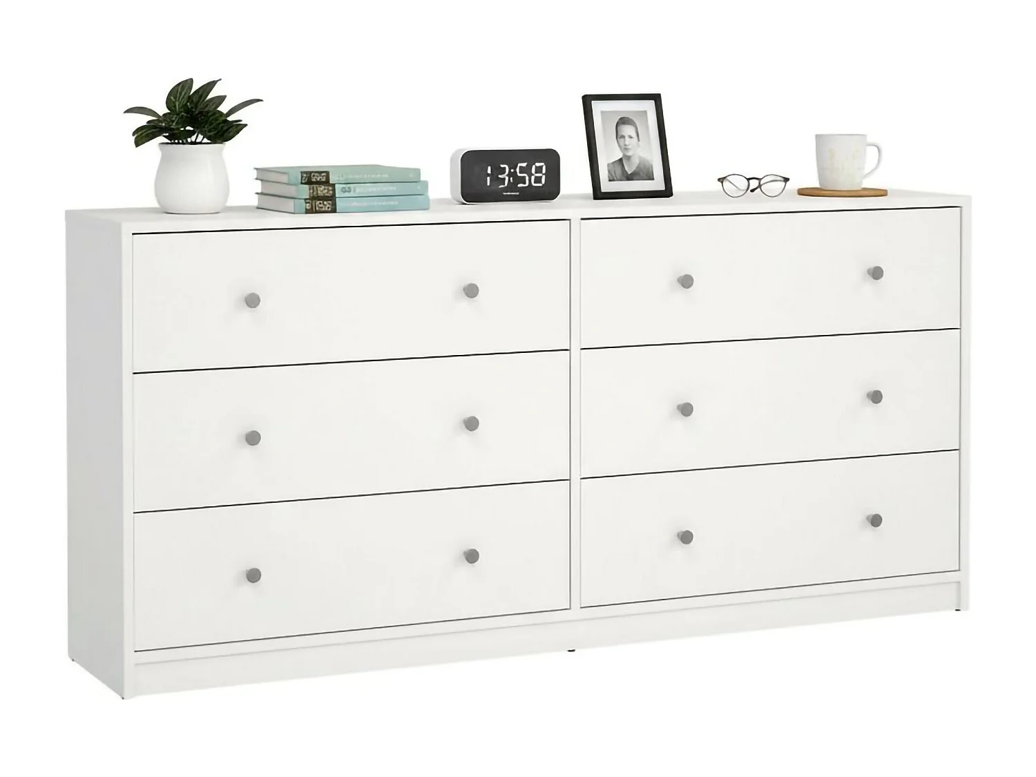 Dsanto dressoir, Woonkamerbuffet, Woonkamerdressoir, Keukenkast, 143x30 h68 cm, Wit