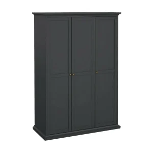 Dsempe 3-deurskast, Slaapkamermeubel, Inloopkast, Kledingkast, 139×61 h201 cm, Grijs Dsempe 3-deurskast, Slaapkamermeubel, Inloopkast, Kledingkast, 139×61 h201 cm, Grijs