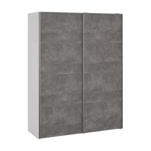 Dstang 2-deurskast, Slaapkamermeubel, Inloopkast, Kledingkast, 150×61 h200 cm, Wit en Grijs Dstang 2-deurskast, Slaapkamermeubel, Inloopkast, Kledingkast, 150×61 h200 cm, Wit en Grijs