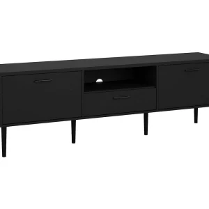 Dtisc TV-meubel, Woonkamerdressoir, Lage TV-kast, Voorzien van onderbouw, 177×40 h57 cm, Zwart Dtisc TV-meubel, Woonkamerdressoir, Lage TV-kast, Voorzien van onderbouw, 177×40 h57 cm, Zwart