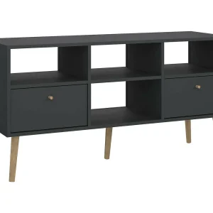 Dtoedtl TV-meubel, Woonkamerdressoir, Lage tv-kast, Voorzien van wandbasis, 117×39 h61 cm, Grijs Dtoedtl TV-meubel, Woonkamerdressoir, Lage tv-kast, Voorzien van wandbasis, 117×39 h61 cm, Grijs
