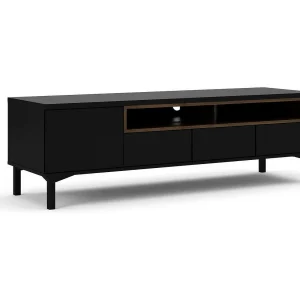Dtoffani TV-meubel, Woonkamerdressoir, Lage tv-kast, Uitgeruste muurbasis, 156×48 h48 cm, Zwart en Walnoot Dtoffani TV-meubel, Woonkamerdressoir, Lage tv-kast, Uitgeruste muurbasis, 156×48 h48 cm, Zwart en Walnoot