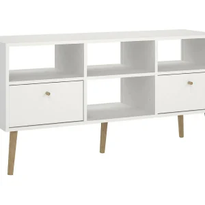 Dtoedtl TV-meubel, Woonkamerdressoir, Lage tv-kast, Voorzien van wandbasis, 117×39 h61 cm, Wit Dtoedtl TV-meubel, Woonkamerdressoir, Lage tv-kast, Voorzien van wandbasis, 117×39 h61 cm, Wit