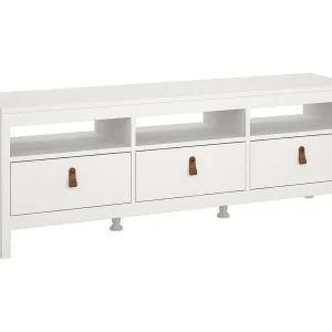Dtofan TV-meubel, Woonkamerdressoir, Lage tv-kast, Voorzien van wandbasis, 151×38 h54 cm, Wit Dtofan TV-meubel, Woonkamerdressoir, Lage tv-kast, Voorzien van wandbasis, 151×38 h54 cm, Wit