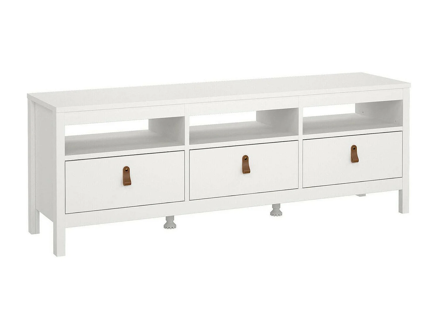 Dtofan TV-meubel, Woonkamerdressoir, Lage tv-kast, Voorzien van wandbasis, 151x38 h54 cm, Wit