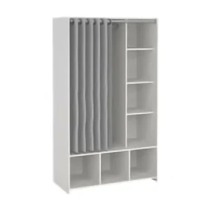 Dseverin grote kledingkast, Slaapkamermeubilair, Inloopkast, Kledingkast, 105×48 h180 cm, Wit en Grijs Dseverin grote kledingkast, Slaapkamermeubilair, Inloopkast, Kledingkast, 105×48 h180 cm, Wit en Grijs