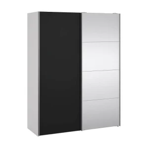Dspur 2-deurskast, Slaapkamermeubel, Inloopkast, Kledingkast, 150×61 h200 cm, Zwart en Wit Dspur 2-deurskast, Slaapkamermeubel, Inloopkast, Kledingkast, 150×61 h200 cm, Zwart en Wit