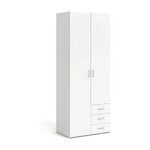 Dscaratt Kledingkast met 2 deuren, Slaapkamermeubel, Inloopkast, Kledingkast, 77×50 h200 cm, Wit Dscaratt Kledingkast met 2 deuren, Slaapkamermeubel, Inloopkast, Kledingkast, 77×50 h200 cm, Wit