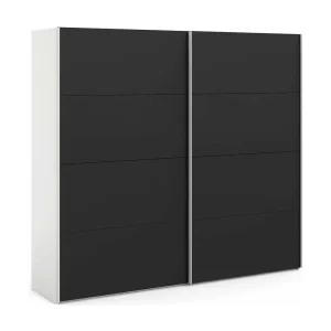 Dspinos 2-deurskast, Slaapkamermeubel, Inloopkast, Kledingkast, 243×61 h220 cm, Zwart en Wit Dspinos 2-deurskast, Slaapkamermeubel, Inloopkast, Kledingkast, 243×61 h220 cm, Zwart en Wit
