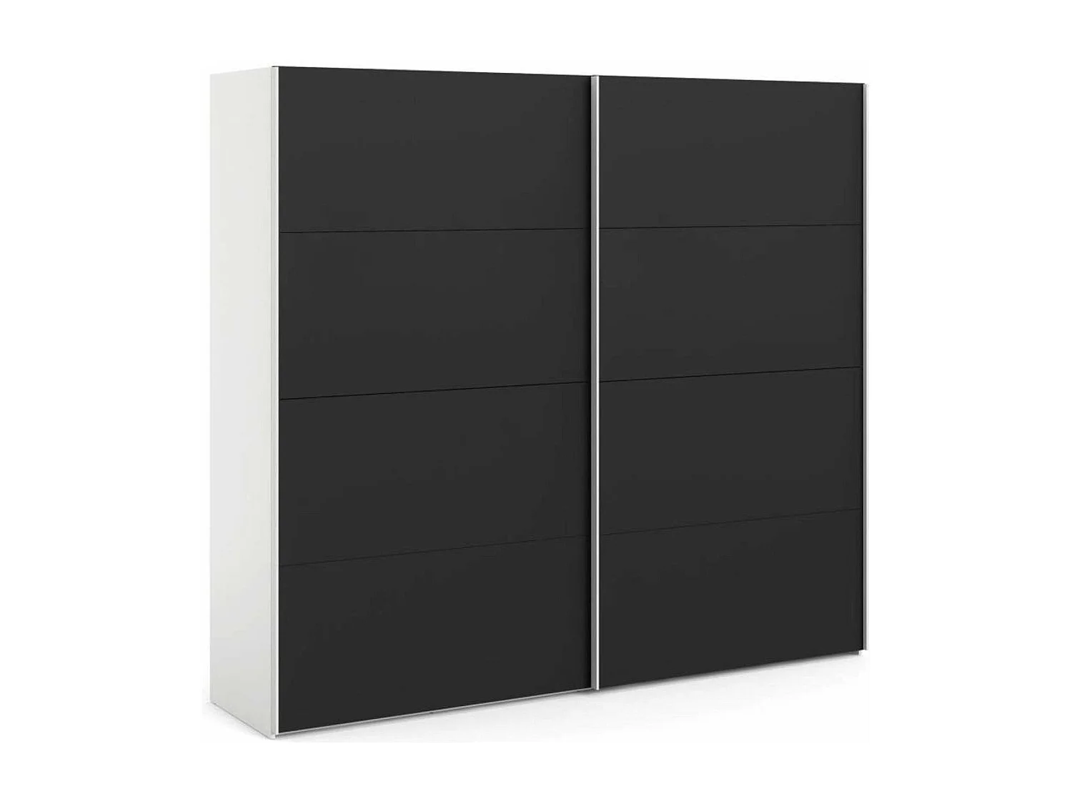 Dspinos 2-deurskast, Slaapkamermeubel, Inloopkast, Kledingkast, 243x61 h220 cm, Zwart en Wit