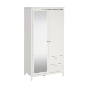 Dscarlat 2-deurskast, Slaapkamermeubel, Inloopkast, Kledingkast, 102×58 h199 cm, Wit Dscarlat 2-deurskast, Slaapkamermeubel, Inloopkast, Kledingkast, 102×58 h199 cm, Wit