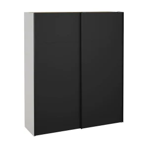 Dsquizz 2-deurskast, Slaapkamermeubel, Inloopkast, Kledingkast, 182×61 h220 cm, Zwart en Wit Dsquizz 2-deurskast, Slaapkamermeubel, Inloopkast, Kledingkast, 182×61 h220 cm, Zwart en Wit
