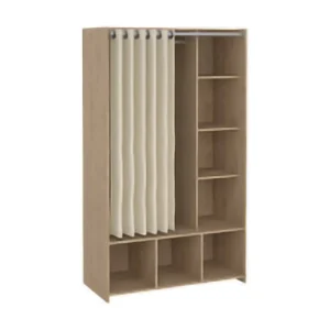 Dseverin grote kledingkast, Slaapkamermeubilair, Inloopkast, Kledingkast, 105×48 h180 cm, Eiken en Beige Dseverin grote kledingkast, Slaapkamermeubilair, Inloopkast, Kledingkast, 105×48 h180 cm, Eiken en Beige
