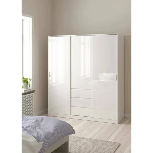 Dveretou 3-deurskast, Slaapkamermeubel, Inloopkast, Kledingkast, 177×60 h200 cm, Wit