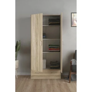 Dsban 2-deurskast, Slaapkamermeubel, Inloopkast, Kledingkast, 79×36 h170 cm, Eiken Dsban 2-deurskast, Slaapkamermeubel, Inloopkast, Kledingkast, 79×36 h170 cm, Eiken