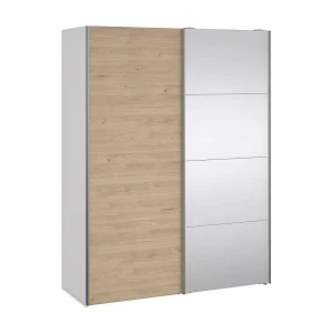 Dspur 2-deurskast, Slaapkamermeubel, Inloopkast, Kledingkast, 150×61 h200 cm, Wit en Eiken Dspur 2-deurskast, Slaapkamermeubel, Inloopkast, Kledingkast, 150×61 h200 cm, Wit en Eiken