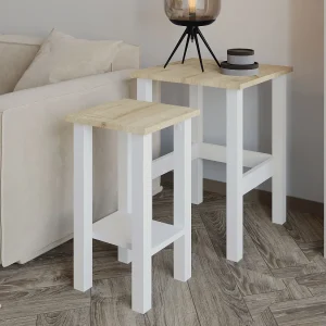 Elegant Set van 2 Houten Bijzettafels "Gina 2" – Beige 45 x 45 x 60 cm Elegant Set van 2 Houten Bijzettafels "Gina 2" – Beige 45 x 45 x 60 cm