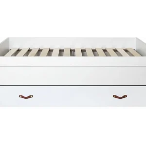Driepersoonsbed spaanplaat wit + lattenbodems en matrassen 90x200cm