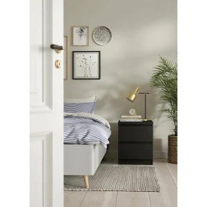 Drueg nachtkastje, Lage ladekast, Nachtkastje, Bedplank, 50×40 h50 cm, Zwart Drueg nachtkastje, Lage ladekast, Nachtkastje, Bedplank, 50×40 h50 cm, Zwart