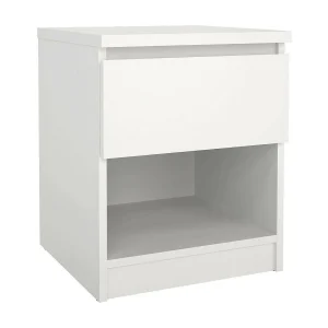 Dross nachtkastje, Lage ladekast, Nachtkastje, Bedplank, 40×40 h50 cm, Wit