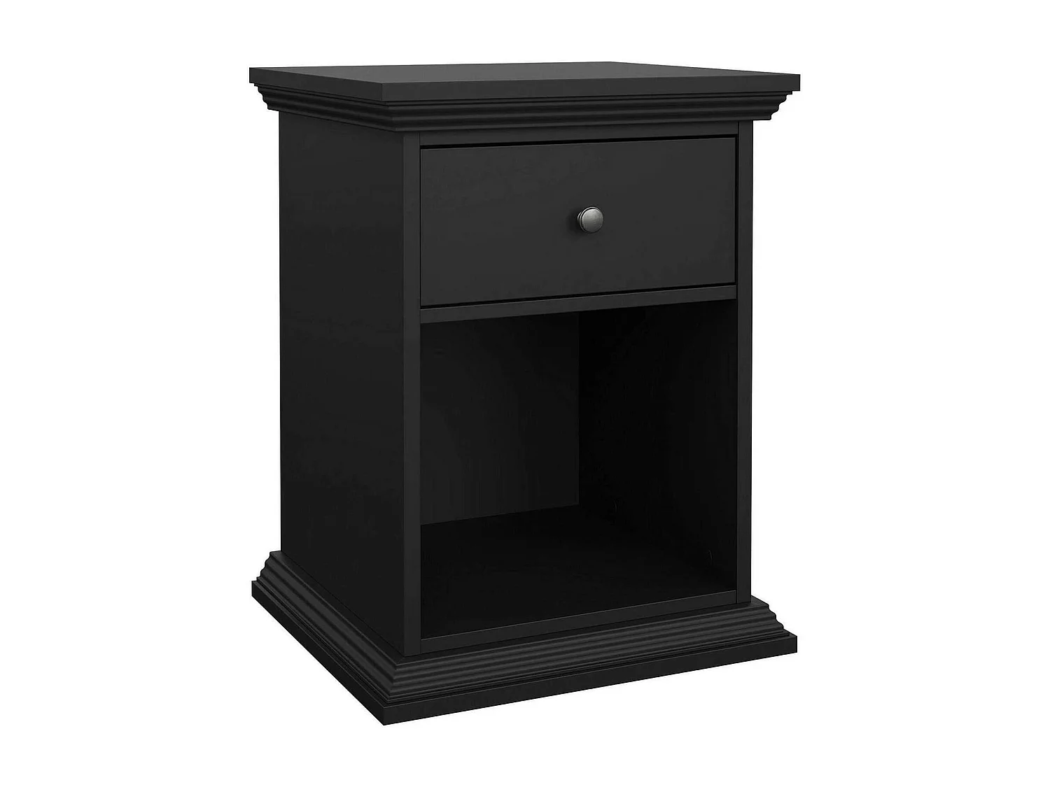 Dsaccan nachtkastje, Laag dressoir, Nachtkastje, Bedplank, 48x43 h63 cm, Zwart