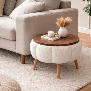 Elegant "Papatya" Houten Bijzettafel – Wit 45 x 45 x 44 cm Elegant "Papatya" Houten Bijzettafel – Wit 45 x 45 x 44 cm