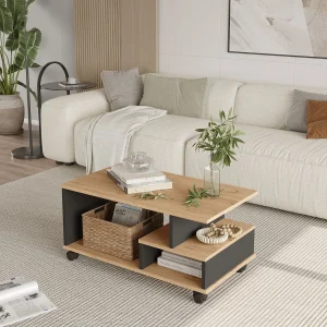 Elegante MIN9 Houten Salontafel – Antraciet Grijs – 90 x 51 x 42 cm Elegante MIN9 Houten Salontafel – Antraciet Grijs – 90 x 51 x 42 cm