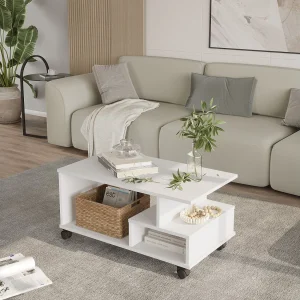 Elegante Witte Houten Salontafel "MIN9-W" – 90 x 51 x 42 cm Elegante Witte Houten Salontafel "MIN9-W" – 90 x 51 x 42 cm