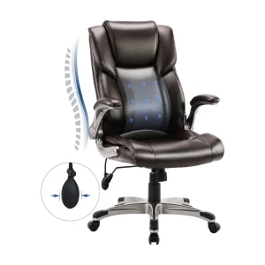 Ergonomische Bureaustoel van Kunstleer, Verstelbare Rugleuning, Armleuningen en Hoogte – Bruin Ergonomische Bureaustoel van Kunstleer, Verstelbare Rugleuning, Armleuningen en Hoogte – Bruin