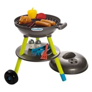 Ecoiffier Kinder Houtskool BBQ Set met 16 Accessoires – Realistische Speelervaring voor Kinderen