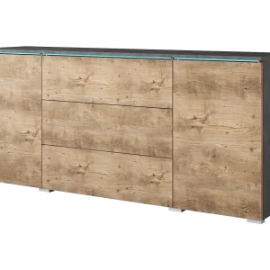 Modern dressoir 150 cm voor woonkamer mat 3 lades en 2 kastjes matera en kastanje Breslau Modern dressoir 150 cm voor woonkamer mat 3 lades en 2 kastjes matera en kastanje Breslau