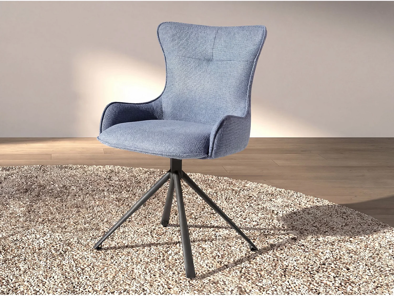 Draaistoel in blauwe stof 4204 ANGEL CERDA