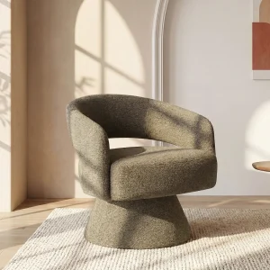 Ronde Draaibare fauteuil in taupe chenillestof FEDOTE Ronde Draaibare fauteuil in taupe chenillestof FEDOTE