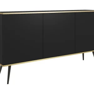 Driedelige commode Rodi 160 cm, voor de woonkamer op poten – zwart Driedelige commode Rodi 160 cm, voor de woonkamer op poten – zwart