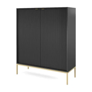 Dressoir met 2 deuren Galla – sideboard 100 cm, loftstijl, modern, zwart + goud Dressoir met 2 deuren Galla – sideboard 100 cm, loftstijl, modern, zwart + goud