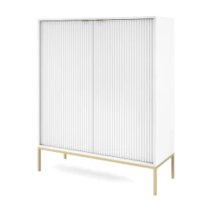 Dressoir met 2 deuren Galla – sideboard 100 cm, loftstijl, modern, wit + goud Dressoir met 2 deuren Galla – sideboard 100 cm, loftstijl, modern, wit + goud