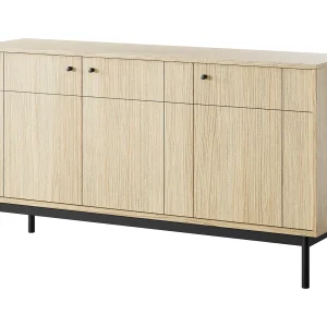Driedelige commode Lunaris op poten, voor de woonkamer, commode 155 cm – Linea eiken Driedelige commode Lunaris op poten, voor de woonkamer, commode 155 cm – Linea eiken