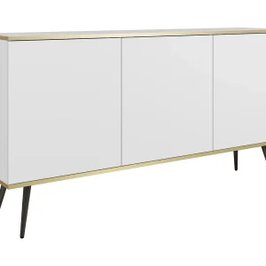 Driedelige commode Rodi 160 cm, voor de woonkamer op poten – wit + zwart Driedelige commode Rodi 160 cm, voor de woonkamer op poten – wit + zwart