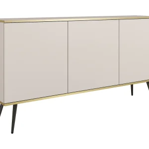 Driedelige commode Rodi 160 cm, voor de woonkamer op poten – beige + zwart Driedelige commode Rodi 160 cm, voor de woonkamer op poten – beige + zwart