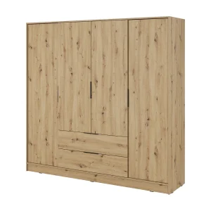 Draaideurkast 200 cm Kalma 4D – vierdeurs kast met lades voor de woonkamer, slaapkamer – Artisan eiken Draaideurkast 200 cm Kalma 4D – vierdeurs kast met lades voor de woonkamer, slaapkamer – Artisan eiken