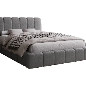 Emporius bed met opbergruimte 140×200 Milan Bouclé – lattenbodem, tweepersoonsbed Bouclé – Donkergrijs (Anthology 18)