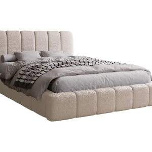Emporius bed met opbergruimte 160×200 Milan Bouclé – lattenbodem, tweepersoonsbed Bouclé – Beige (Anthology 3)