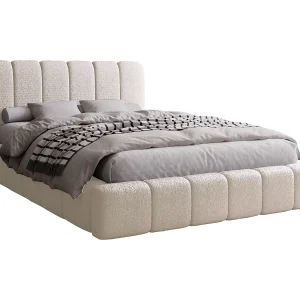 Emporius bed met opbergruimte 180×200 Milan Bouclé – lattenbodem, tweepersoonsbed Bouclé – Crème (Anthology 1)