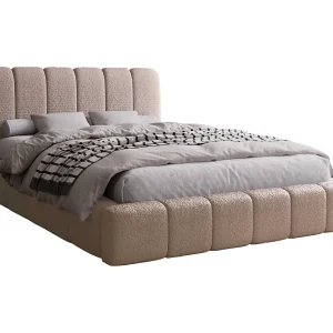 Emporius bed met opbergruimte 140×200 Milan Bouclé – lattenbodem, tweepersoonsbed Bouclé – Bruin (Anthology 5)