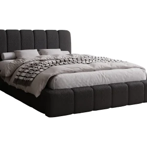 Emporius bed met opbergruimte 200×200 Milan Bouclé – lattenbodem, tweepersoonsbed Bouclé – Zwart (Anthology 19)