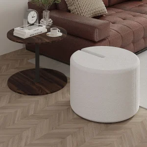 Elegante Houten Bijzettafel met Poef "Vexana" – Bruin – 43 x 43 x 47 cm Elegante Houten Bijzettafel met Poef "Vexana" – Bruin – 43 x 43 x 47 cm