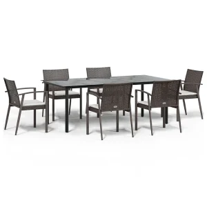Ephrata 7-delige Tuinset met kussens poly rattan en staal Ephrata 7-delige Tuinset met kussens poly rattan en staal