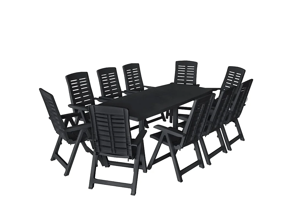 Garden Furniture - 11-delige Tuinset kunststof antraciet