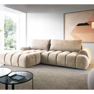 Emporius Valerio Hoekbank 280 cm – Slaapbank met bedlade, links – fluweel beige (Gobi 3) Emporius Valerio Hoekbank 280 cm – Slaapbank met bedlade, links – fluweel beige (Gobi 3)